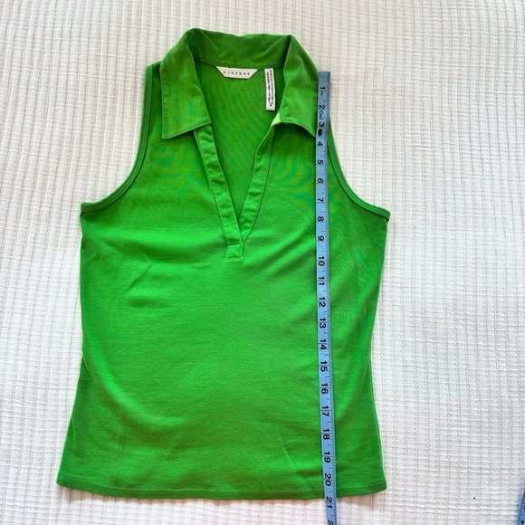 Clothes Brand 100% Pure Cotton Green Women's Collard Sleeveless V-Neck Top Small - Picture 9 of 10